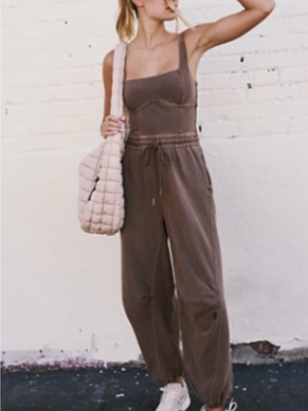 Free People Taupe Brown Wide-Leg Tank Jumpsuit